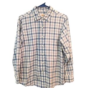 𝅺Talbots Long Sleeve County Blue‎ & Cream Plaid Flannel Button Down Shirt SP